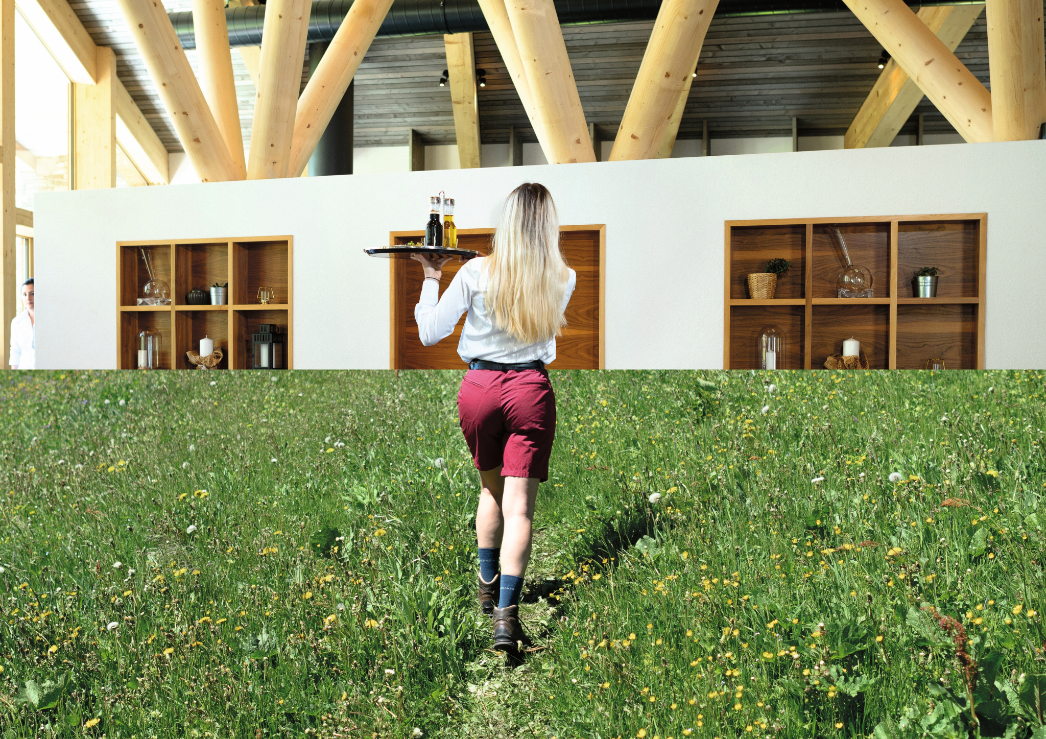 Frau Service drinnen Wandern