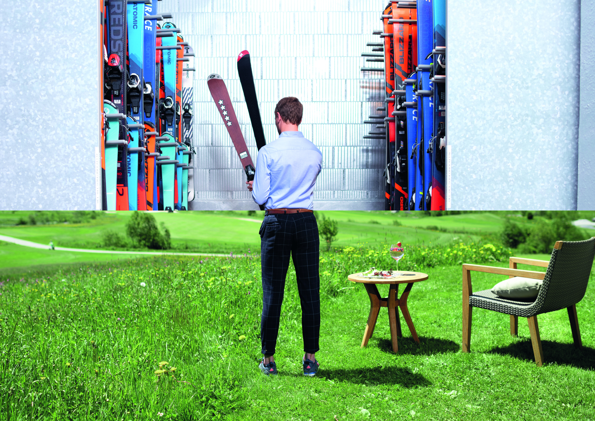 Mann Skistaender Gourmet