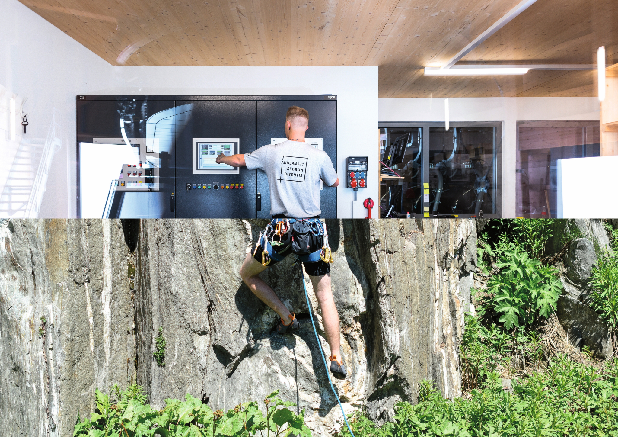 Mann Technikraum Klettern